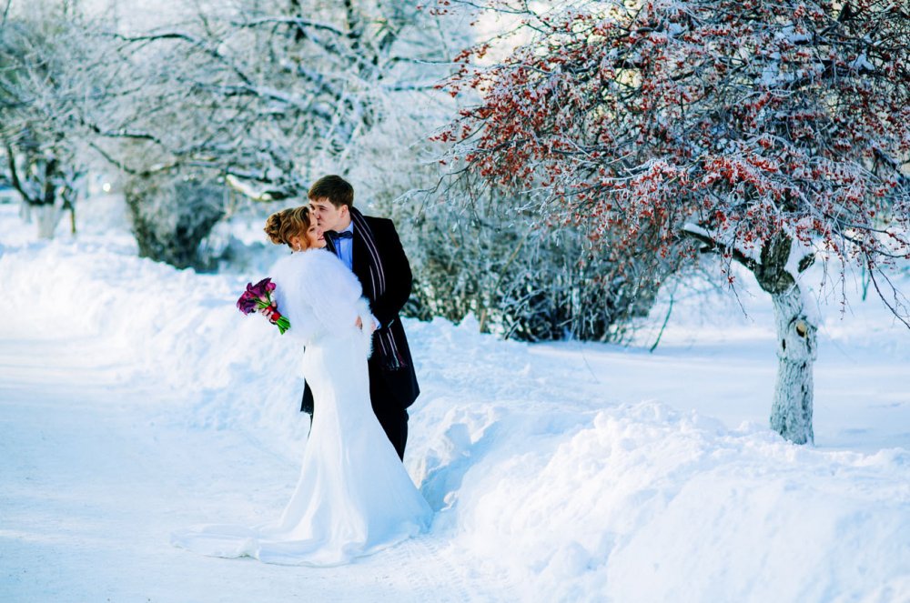Зимний свадебный пейзаж