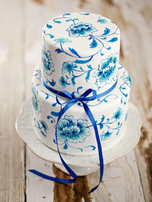 Свадебный торт: идеи и вдохновение, расписанный вручную